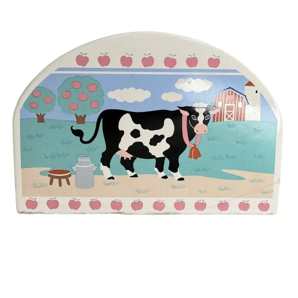 Vintage Treasure Craft Cow Apple Ceramic Napkin Holder Farmhouse Kitchen Decor